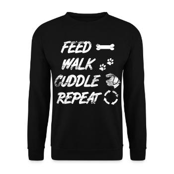 Feed Walk Cuddle Repeat - Unisex Pullover - Schwarz - Vorne - Alina (178cm) & Michal (187cm)
