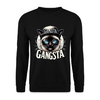 Siam Katze Siamkatze Gangsta Sonnenbrille Geschenk - Unisex Pullover - Schwarz - Vorne - Alina (178cm) & Michal (187cm)