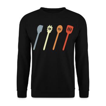 Kochlöffel Skizze - Unisex Pullover - Schwarz - Vorne - Alina (178cm) & Michal (187cm)