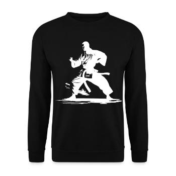 Karate Junge Grafik - Unisex Pullover - Schwarz - Vorne - Alina (178cm) & Michal (187cm)