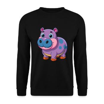 Hippo Cute Mascot Cartoon Character Kawaii - Unisex Sweatshirt - black - Front - Alina (178cm) & Michal (187cm)