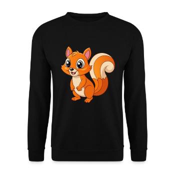 Eichhörnchen Niedliche Maskottchen Zeichentrickfigur Kawaii - Unisex Pullover - Schwarz - Vorne - Alina (178cm) & Michal (187cm)
