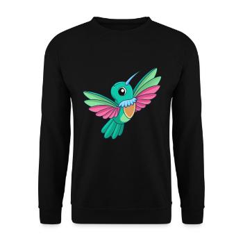 Hummingbird Cute Mascot Cartoon Character Kawaii - Unisex Sweatshirt - black - Front - Alina (178cm) & Michal (187cm)