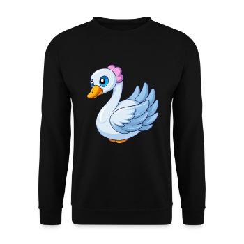 Cygne Mascotte mignonne Personnage de dessin animé Kawaii - Sweat-shirt Unisexe - noir - Devant - Alina (178cm) & Michal (187cm)
