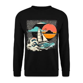 Segeln Cartoon - Unisex Pullover - Schwarz - Vorne - Alina (178cm) & Michal (187cm)