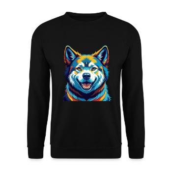 Akita Dog Breed Colorful Watercolor Cartoon Kawaii - Unisex Sweatshirt - black - Front - Alina (178cm) & Michal (187cm)