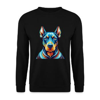 Doberman Chien Race Coloré Dessin Animé Kawaii - Sweat-shirt Unisexe - noir - Devant - Alina (178cm) & Michal (187cm)