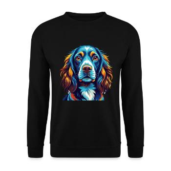 Field Spaniel Hunderasse Bunt Karikatur Kawaii - Unisex Pullover - Schwarz - Vorne - Alina (178cm) & Michal (187cm)