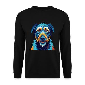 Irish Wolfhound Dog Breed Colorful Cartoon Kawaii - Unisex Sweatshirt - black - Front - Alina (178cm) & Michal (187cm)