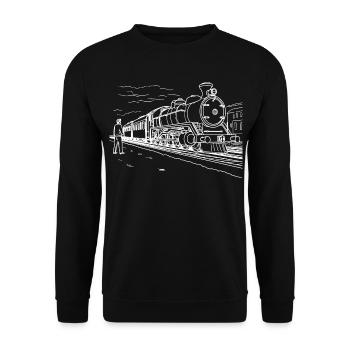 Train Lover Drawing - Unisex Sweatshirt - black - Front - Alina (178cm) & Michal (187cm)