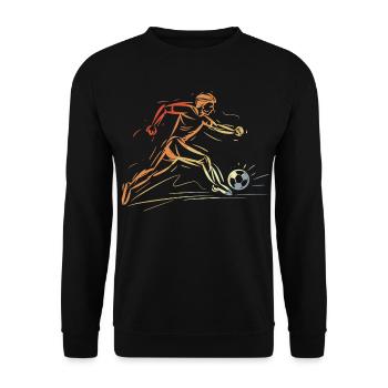 Fußballspieler Zeichnung Retro - Unisex Pullover - Schwarz - Vorne - Alina (178cm) & Michal (187cm)