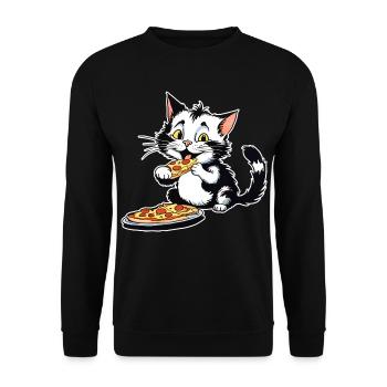 Le chat adore la pizza - Sweat-shirt Unisexe - noir - Devant - Alina (178cm) & Michal (187cm)
