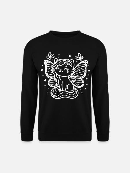 Winged Cat (white) - Unisex Sweatshirt - black