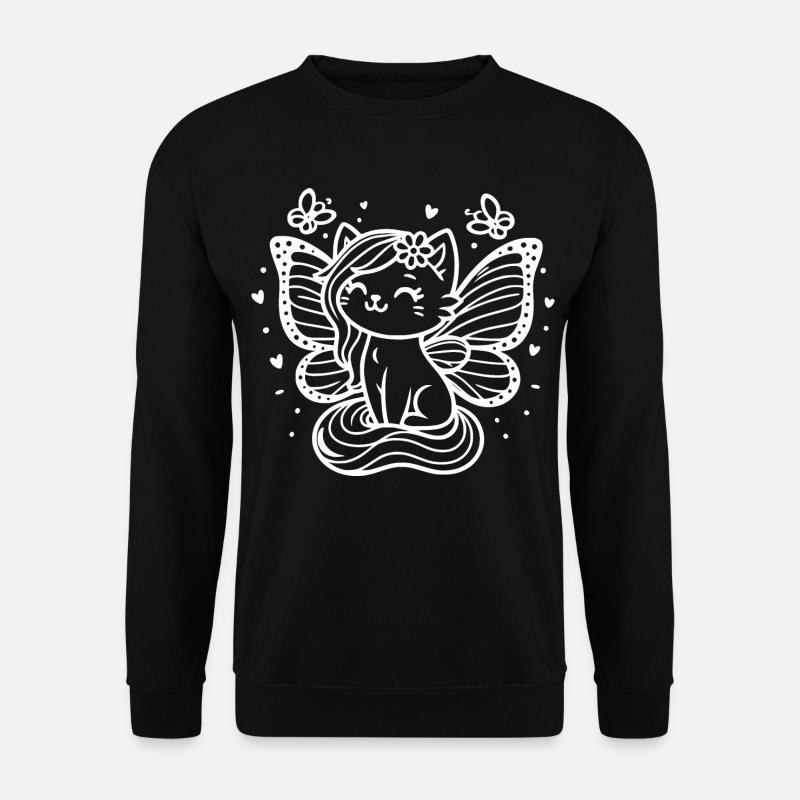 Chat ailé (blanc) - Sweat-shirt Unisexe - noir