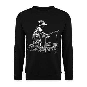 Angler Junge - Unisex Pullover - Schwarz - Vorne - Alina (178cm) & Michal (187cm)