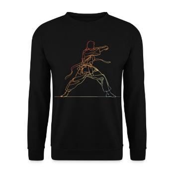 Vintage Karateka Skizze - Unisex Pullover - Schwarz - Vorne - Alina (178cm) & Michal (187cm)