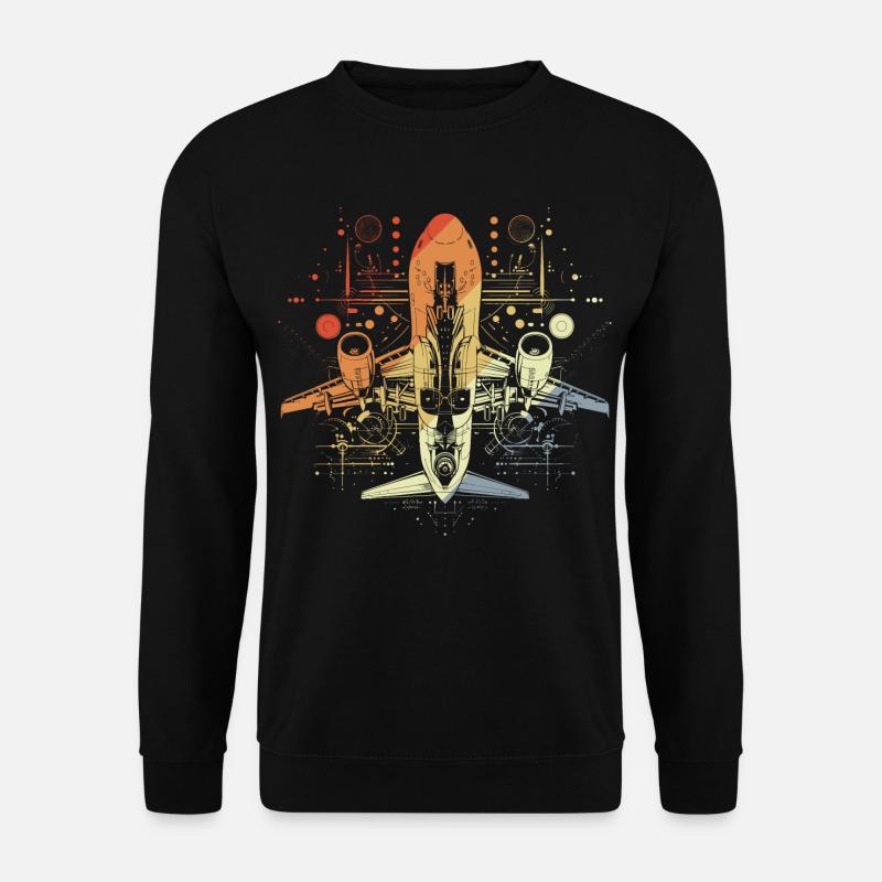 Airplane Drawing Retro Look - Unisex Sweatshirt - black