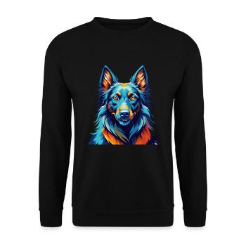 Belgische Groenendael Hunderasse Karikatur Kawaii - Unisex Pullover - Schwarz - Vorne - Alina (178cm) & Michal (187cm)