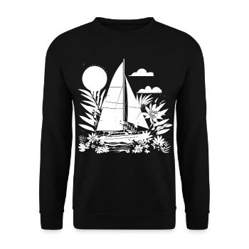 Segeln Comic Look - Unisex Pullover - Schwarz - Vorne - Alina (178cm) & Michal (187cm)