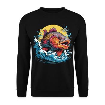Fischerei Illustration - Unisex Pullover - Schwarz - Vorne - Alina (178cm) & Michal (187cm)