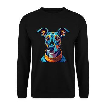 Whippet Chien Race Coloré Dessin Animé Kawaii - Sweat-shirt Unisexe - noir - Devant - Alina (178cm) & Michal (187cm)