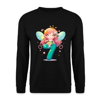 7 Jahre Fee Elfe Geburtstag Geschenk - Unisex Pullover - Schwarz - Vorne - Alina (178cm) & Michal (187cm)