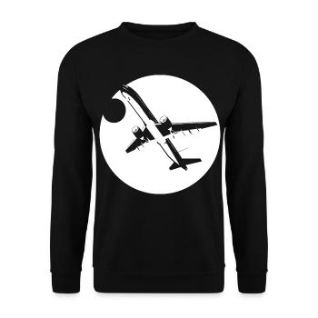 Flieger Zeichnung - Unisex Pullover - Schwarz - Vorne - Alina (178cm) & Michal (187cm)