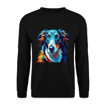 Barzoï Chien Race Coloré Dessin Animé Kawaii - Sweat-shirt Unisexe - noir - Devant - Alina (178cm) & Michal (187cm)
