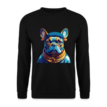 Chien Francais Dog Breed Colorful Cartoon Kawaii - Unisex Sweatshirt - black - Front - Alina (178cm) & Michal (187cm)