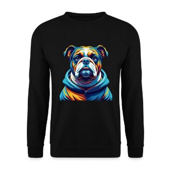 Bouledogue race coloré aquarelle dessin animé Kawaii - Sweat-shirt Unisexe - noir - Devant - Alina (178cm) & Michal (187cm)