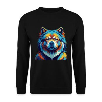 Chow Chow Hund Rasse Bunt Karikatur Kawaii - Unisex Pullover - Schwarz - Vorne - Alina (178cm) & Michal (187cm)