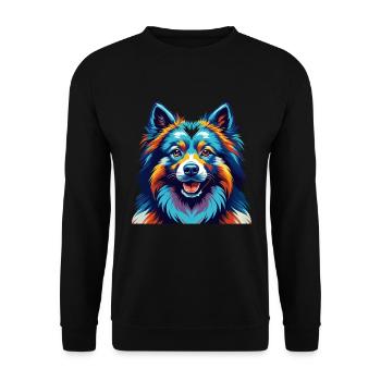 Keeshond Dog Breed Colorful Cartoon Kawaii - Unisex Sweatshirt - black - Front - Alina (178cm) & Michal (187cm)