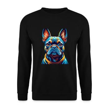 Bouledogue Français Race Coloré Dessin Animé Kawaii - Sweat-shirt Unisexe - noir - Devant - Alina (178cm) & Michal (187cm)