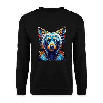 Chinesische Schopfhunderasse Bunte Karikatur Kawaii - Unisex Pullover - Schwarz - Vorne - Alina (178cm) & Michal (187cm)