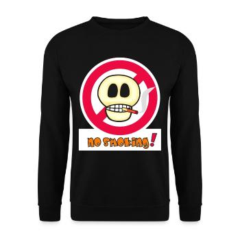 No Smoking Totenkopf Gesicht - Lustiges Emoticon  - Unisex Pullover - Schwarz - Vorne - Alina (178cm) & Michal (187cm)