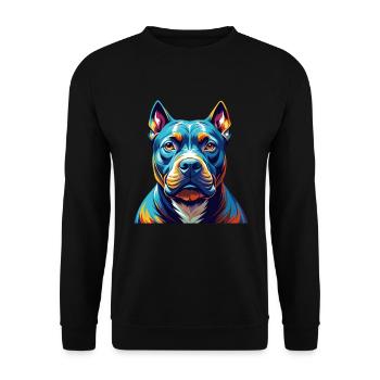 Pitbull Dog Breed Colorful Cartoon Kawaii - Unisex Sweatshirt - black - Front - Alina (178cm) & Michal (187cm)