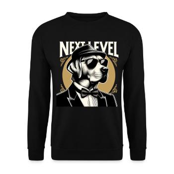Dudley Labrador Tuxedo Suit Next Level Gift - Unisex Sweatshirt - black - Front - Alina (178cm) & Michal (187cm)