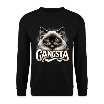 Heilige Birma Katze Birmakatze Gangsta Geschenk - Unisex Pullover - Schwarz - Vorne - Alina (178cm) & Michal (187cm)