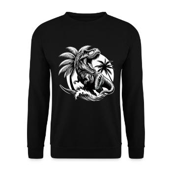 Brüllender T-Rex Dinosaurier Geschenk - Unisex Pullover - Schwarz - Vorne - Alina (178cm) & Michal (187cm)