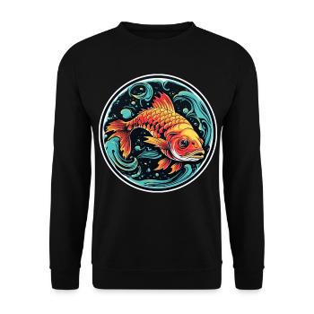 Fish Illustration - Unisex Sweatshirt - black - Front - Alina (178cm) & Michal (187cm)