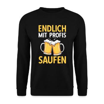 Endlich mit Profis saufen - Unisex Pullover - Schwarz - Vorne - Alina (178cm) & Michal (187cm)