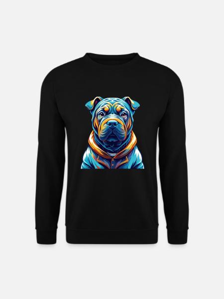 Miniature Shar Pei Chien Race Dessin animé Kawaii - Sweat-shirt Unisexe - noir