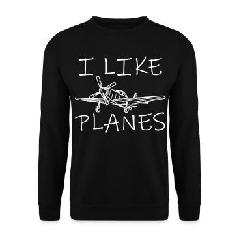 J’aime les avions - Sweat-shirt Unisexe - noir - Devant - Alina (178cm) & Michal (187cm)