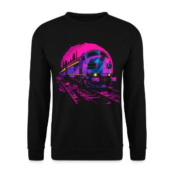 Retrowave Railway - Unisex Sweatshirt - black - Front - Alina (178cm) & Michal (187cm)