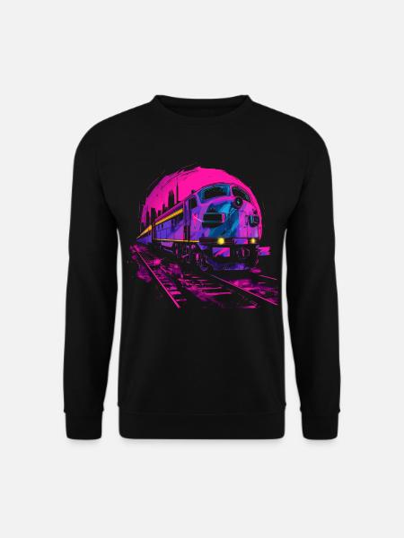 Retrowave Eisenbahn - Unisex Pullover - Schwarz