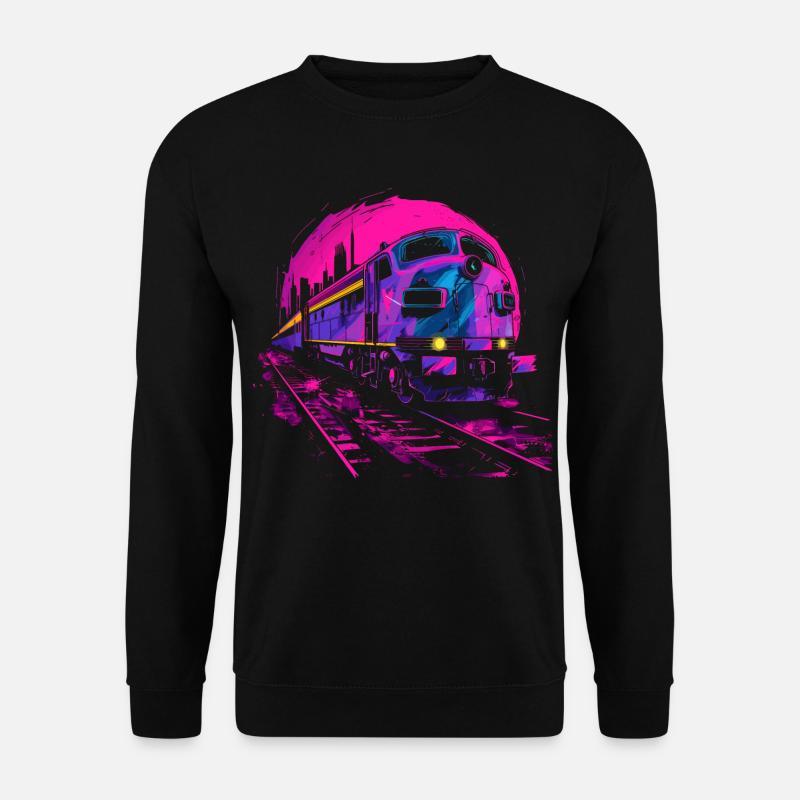 Retrowave Eisenbahn - Unisex Pullover - Schwarz
