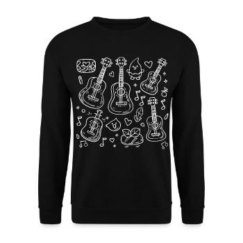 Cartoon Ukulele - Unisex Pullover - Schwarz - Vorne - Alina (178cm) & Michal (187cm)