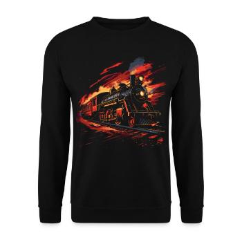 Eisenbahn Retro Stil - Unisex Pullover - Schwarz - Vorne - Alina (178cm) & Michal (187cm)