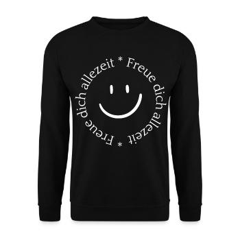 Freue dich allezeit - weiss - Unisex Pullover - Schwarz - Vorne - Alina (178cm) & Michal (187cm)