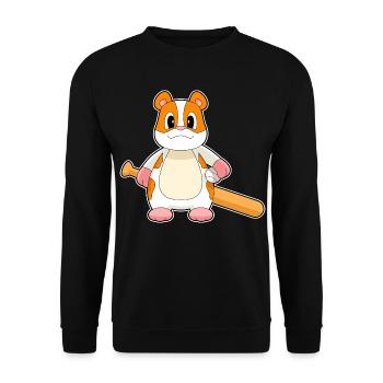 Hamster Baseball Baseball Bat - Unisex Sweatshirt - black - Front - Alina (178cm) & Michal (187cm)